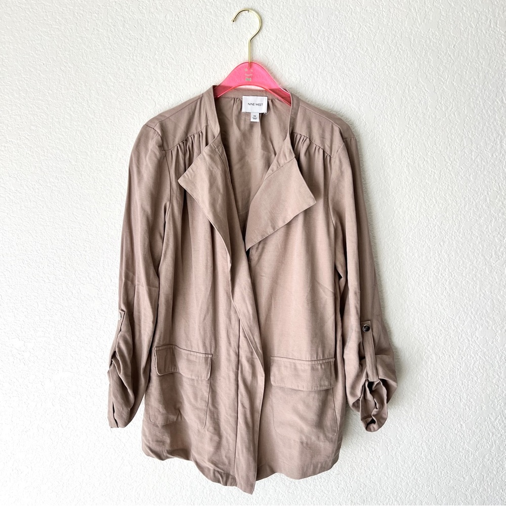 Nine West Nude Beige Utility Trench Lightweight Jacket Size Medium